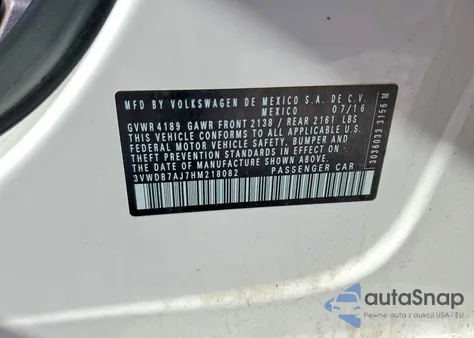 2017 Volkswagen Jetta Se from USA, damaged, VIN 3VWDB7AJ7HM218082